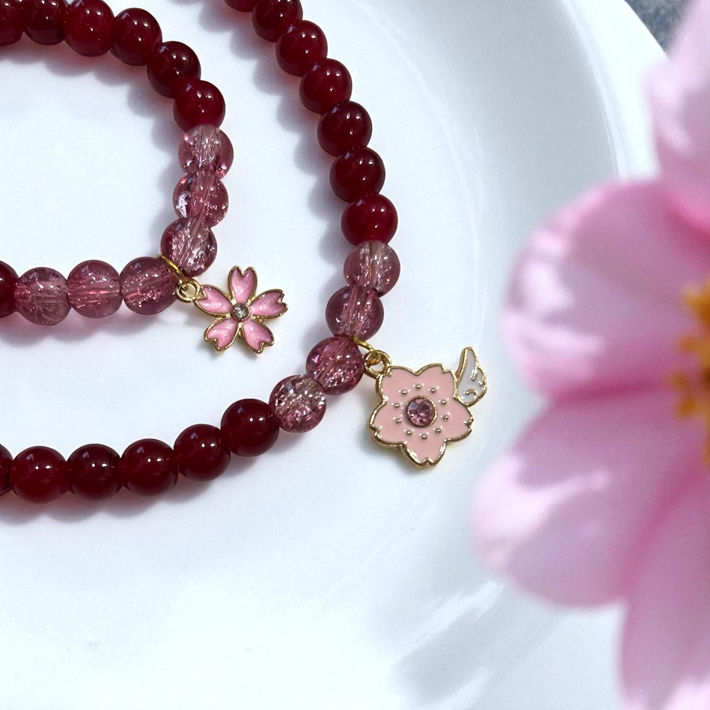 Sakura Blossom Bracelet Set for Mother & Daughter