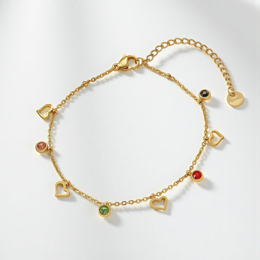 Rainbow Hearts Cartier-Inspired Charm Bracelet